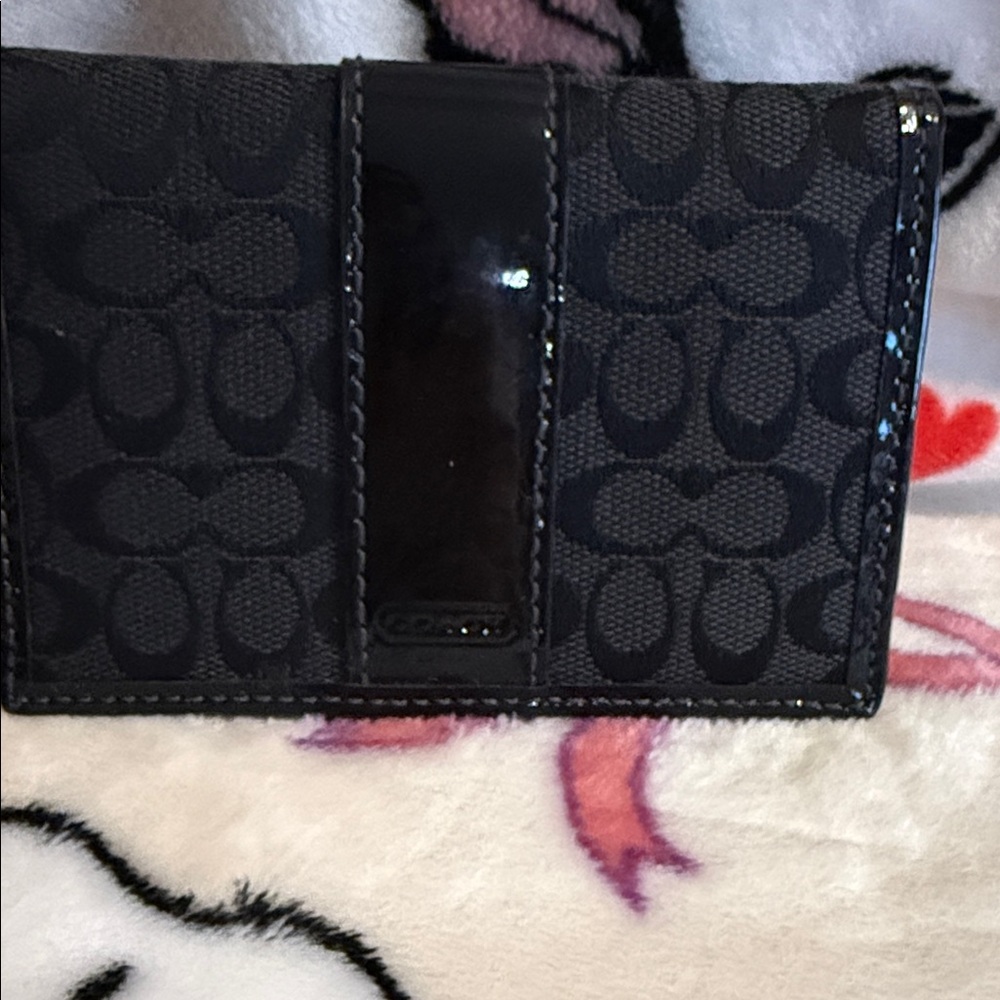 Coach Black Signature Card Case pattern leather preowned